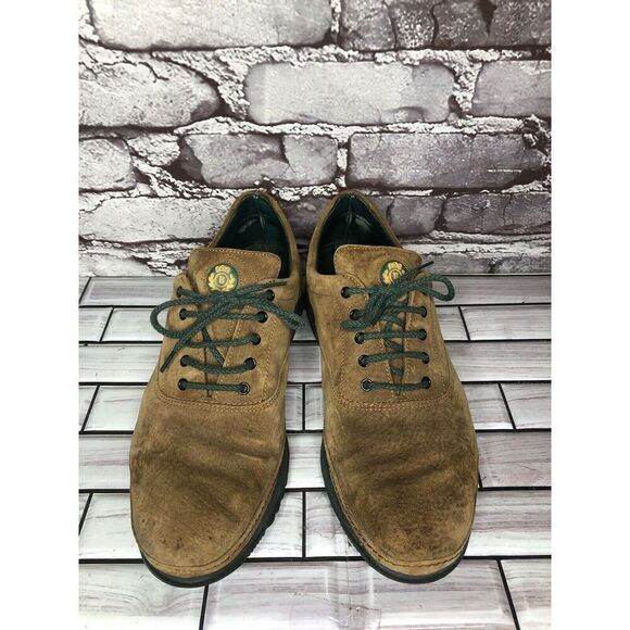 Bally Suisse Brown Suede Comfort Lace Up Casual Green Shoes Men Sz 8M US/41EU - Picture 4 of 16